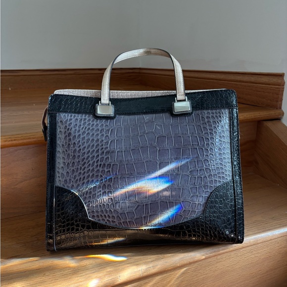 Guess Large Colorblock Shoulder Bag with Croc Texture - Picture 4 of 6